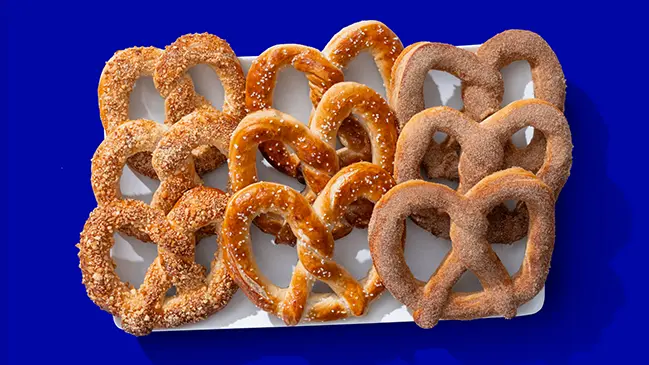 Set of different flavored pretzels